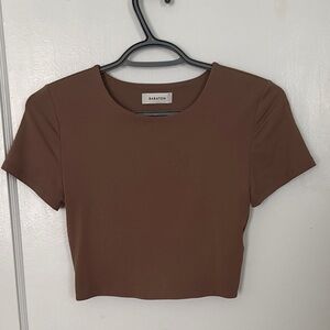 Aritzia Contour Babaton Brown Crop Top